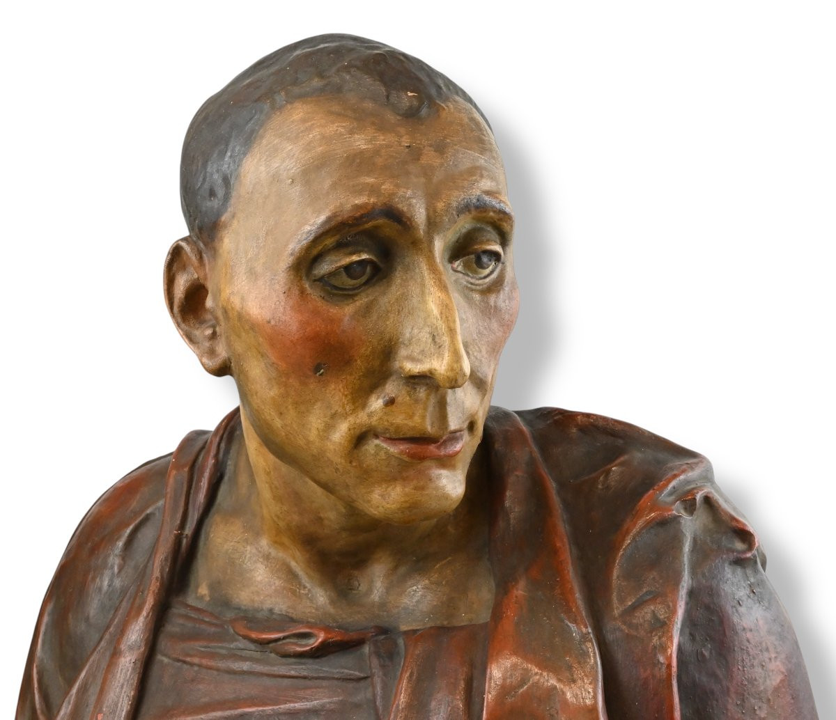 Buste En Terre Cuite De Niccolò Da Uzzano - Italie, 19e Siècle-photo-4